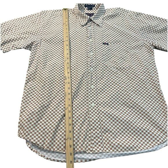 Oscar De La Renta Shirt Men L White Gold Red Retro Combed Cotton Short Sleeve - Picture 7 of 8